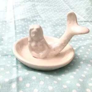 Mermaid Ring Holder Trinket Dish Iridescent White Home Decor NEW